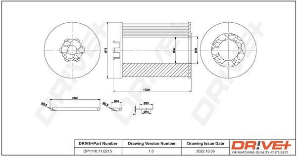 Dr!ve+ Filter Insert Inner Diameter: 32mm, Inner Diameter 2: 34mm, Ø: 67, 69mm, Height: 102mm Oil filters DP1110.11.0215 buy