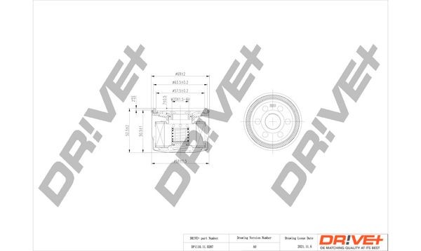 Dr!ve+ M 20X1.5, Spin-on Filter Inner Diameter 2: 54mm, Outer Diameter 2: 62mm, Ø: 66mm, Height: 58mm Oil filters DP1110.11.0287 buy