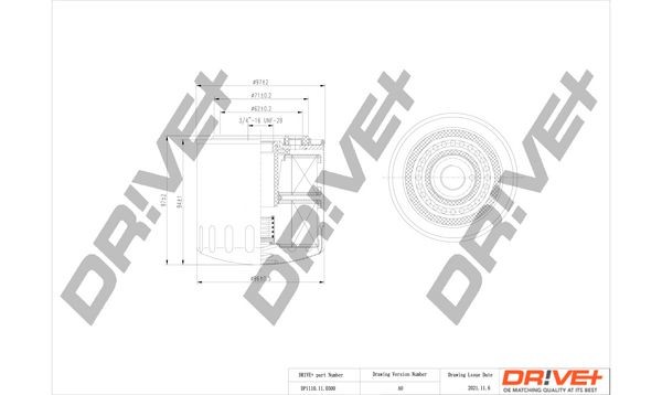 DP1110.11.0300 Dr!ve+ Oil filters RENAULT 3/4-16 UNF, Spin-on Filter