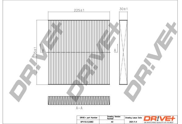Dr!ve+ Particulate Filter, 224 mm x 234 mm x 30 mm Width: 234mm, Height: 30mm, Length: 224mm Cabin filter DP1110.12.0083 buy