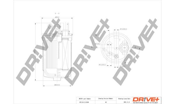 Original DP1110.13.0108 Dr!ve+ Inline fuel filter SKODA