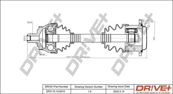 Original Dr!ve+ CV axle DP2110.10.0010 for AUDI A6