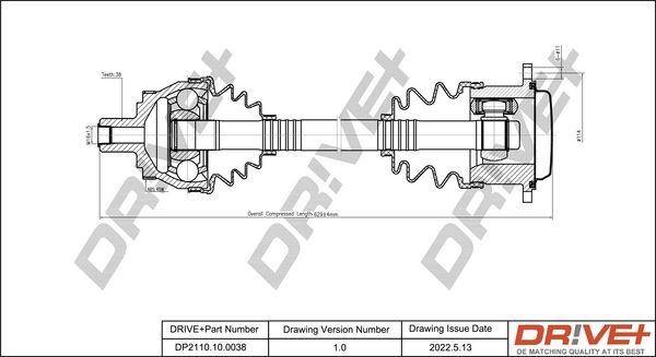 Dr!ve+ DP2110100038 CV axle Audi A4 B6 Avant 2.5 TDI 163 hp Diesel 2003 price