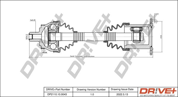 Dr!ve+ DP2110100043 Cv axle Audi A6 C5 Saloon 1.8 T 150 hp Petrol 2002 price