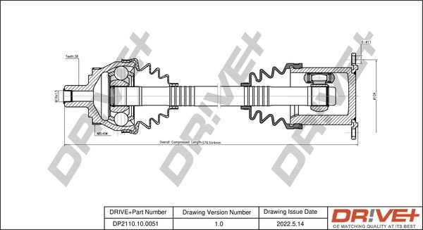Dr!ve+ DP2110100051 Driveshaft AUDI A4 B7 Convertible (8HE) S4 quattro 344 hp Petrol 2007 price