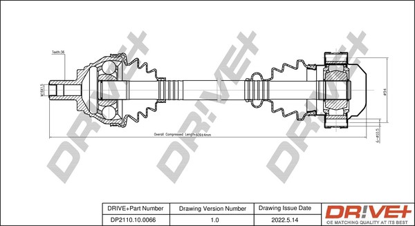 Dr!ve+ DP2110100066 CV axle VW Caddy 3 2.0 TDI 4motion 110 hp Diesel 2011 price