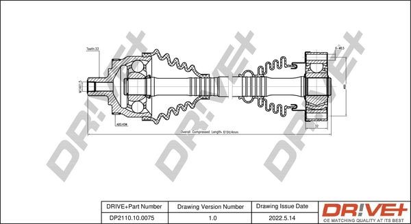 Audi A4 Drive axle shaft 17299977 Dr!ve+ DP2110.10.0075 online buy