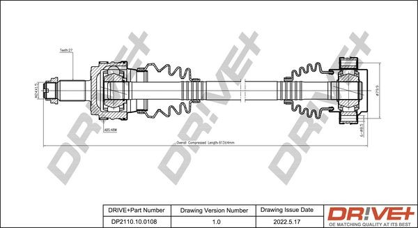 Original Dr!ve+ CV axle DP2110.10.0108 for BMW 1 Series