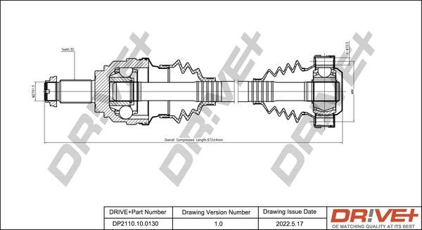 BMW X4 Drive axle shaft 17300032 Dr!ve+ DP2110.10.0130 online buy
