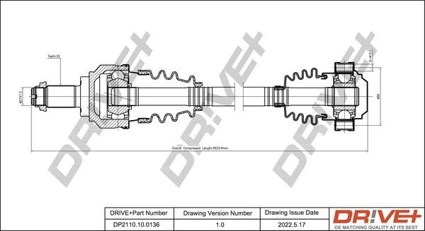BMW 1 Series CV shaft 17300038 Dr!ve+ DP2110.10.0136 online buy