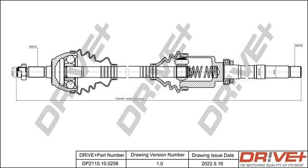 Dr!ve+ 803, 253,3mm Length: 803, 253,3mm, External Toothing wheel side: 21 Driveshaft DP2110.10.0258 buy