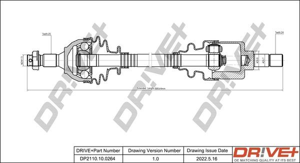 Dr!ve+ DP2110.10.0264 Joint kit, drive shaft 3272.LG