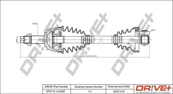 Dr!ve+ DP2110100320 Cv axle Fiat Punto Mk2 1.3 JTD 16V 70 hp Diesel 2003 price