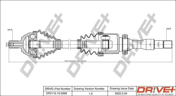 Dr!ve+ DP2110.10.0369 Drive shaft 3M51 3B436 DAC