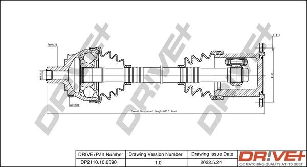 Dr!ve+ DP2110.10.0390 Drive shaft YM21-3B473-BC