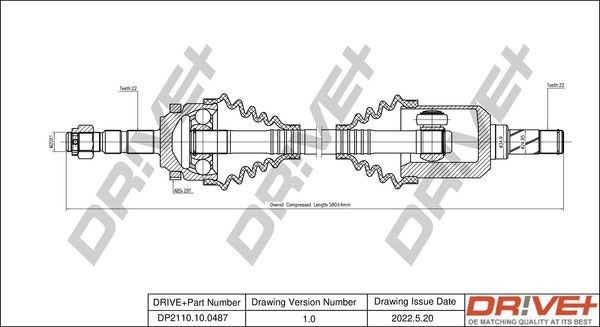 Dr!ve+ DP2110.10.0487 Cv axle OPEL CORSA 2008 in original quality