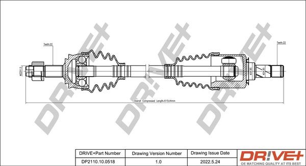 Dr!ve+ DP2110.10.0518 Cv axle OPEL ADAM 2012 in original quality