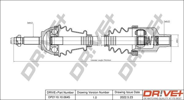 Renault KANGOO CV shaft 17300547 Dr!ve+ DP2110.10.0645 online buy