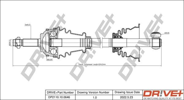 Dr!ve+ Drive shaft DP2110.10.0646 Renault CLIO 2005