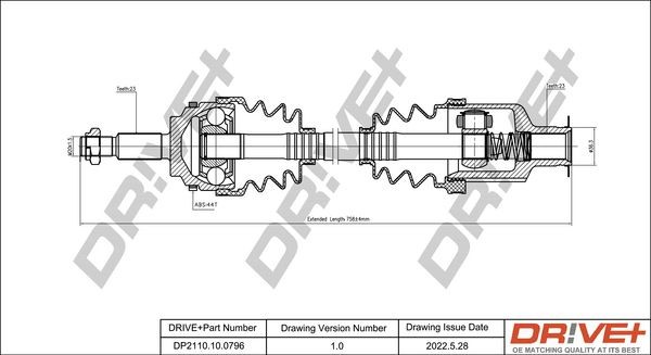 Renault KANGOO Drive axle shaft 17300698 Dr!ve+ DP2110.10.0796 online buy