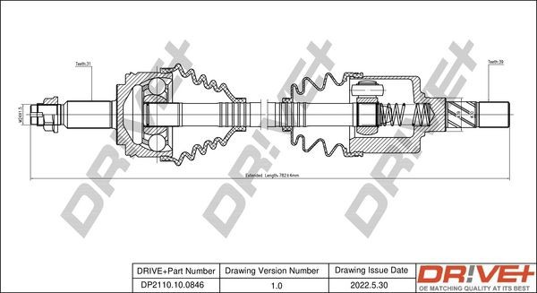 Nissan PICK UP Drive axle shaft 17300748 Dr!ve+ DP2110.10.0846 online buy