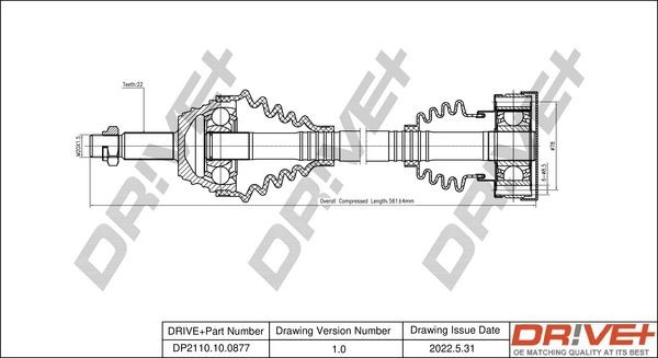 Dr!ve+ DP2110100877 Driveshaft Golf 3 Estate 1.9 SDI 64 hp Diesel 1997 price