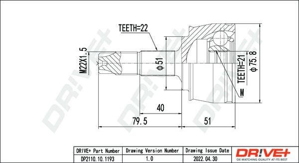 Dr!ve+ Joint kit, drive shaft DP2110.10.1193 Fiat GRANDE PUNTO 2011