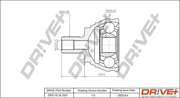 Dr!ve+ DP2110101537 Cv joint Touran Mk1 1.9 TDI 105 hp Diesel 2006 price