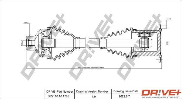 Dr!ve+ 465mm Length: 465mm, External Toothing wheel side: 42 Driveshaft DP2110.10.1783 buy