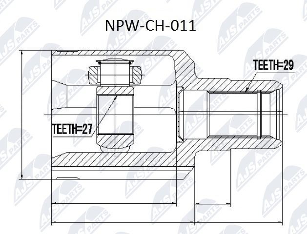 NTY Front Axle Internal Toothing wheel side: 27 CV joint NPW-CH-011 buy