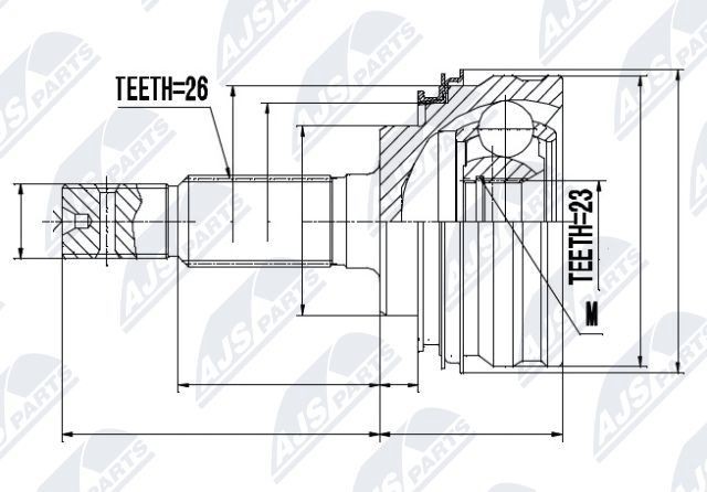 NTY Wheel Side External Toothing wheel side: 26, Internal Toothing wheel side: 23 CV joint NPZ-TY-005 buy