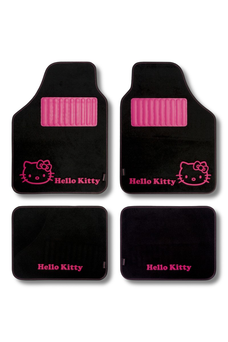 HELLO KITTY KIT3013 Floor mats Polyester, Front and Rear, black, Universal fit