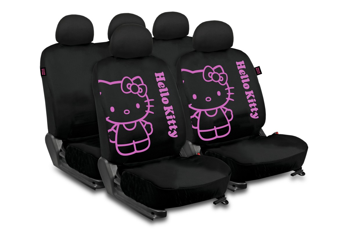 KIT3021 HELLO KITTY Autositzbezug schwarz, Mit Motiv, Polyester, vorne und  hinten