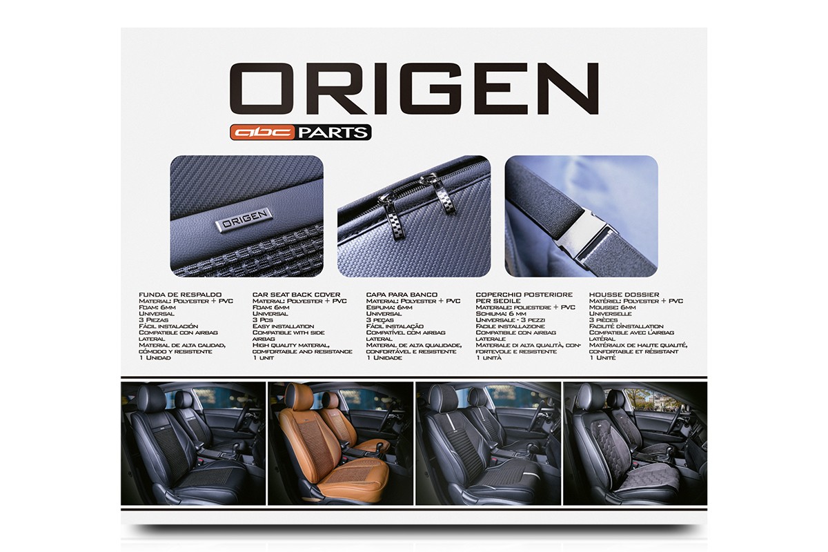 ORG80120 Seat cover ORG80120 ORIGEN black/grey, Polyester, PVC, Front