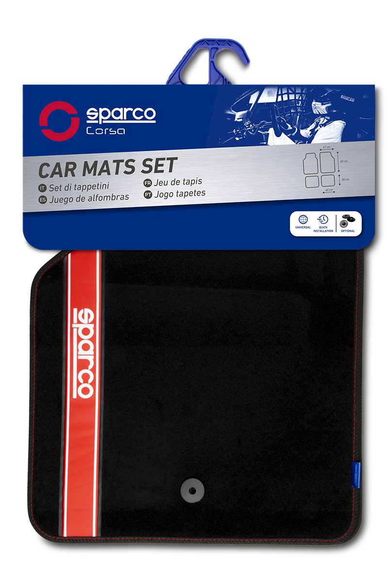 SPARCO 03763BRS Floor liners Front and Rear, black, red