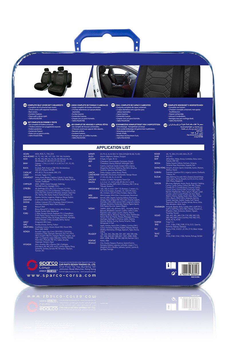 SPC1016BK SPARCO BK Coprisedile nero, PVC, Poliestere, anteriore e  posteriore ▷ AUTODOC prezzo e recensioni
