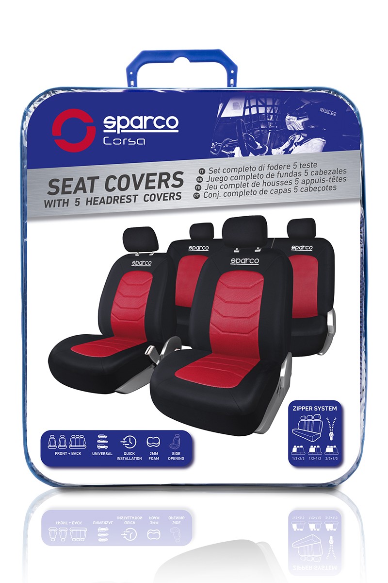 SPARCO S-LINE SPC1019RS Sitzschonbezug schwarz, Rot, Polyester, vorne und  hinten ▷ AUTODOC Preis und Erfahrung