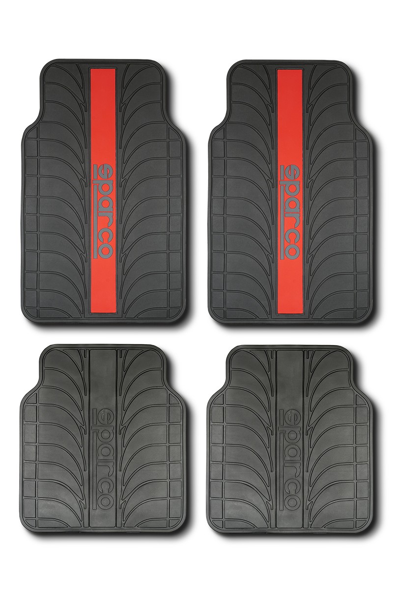 SPARCO SPC1913RS Floor mats PVC, Latex, Front and Rear, black, red