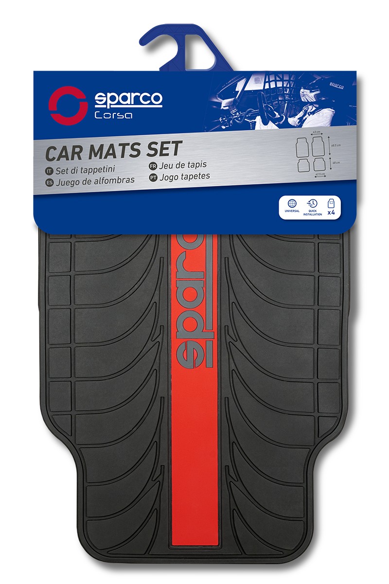 SPARCO SPC1913RS Floor liners PVC, Latex, Front and Rear, black, red