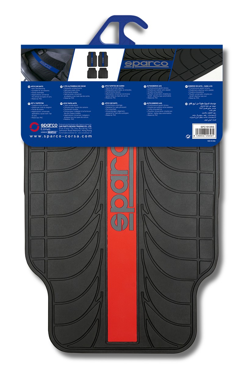 SPC1913RS Floor mats SPC1913RS SPARCO PVC, Latex, Front and Rear, black, red