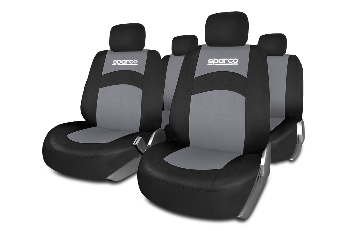 SPCS402GR SPARCO 402 Fundas asientos negro/gris, Poliéster, delante y  detrás ▷ AUTODOC precio y opinión