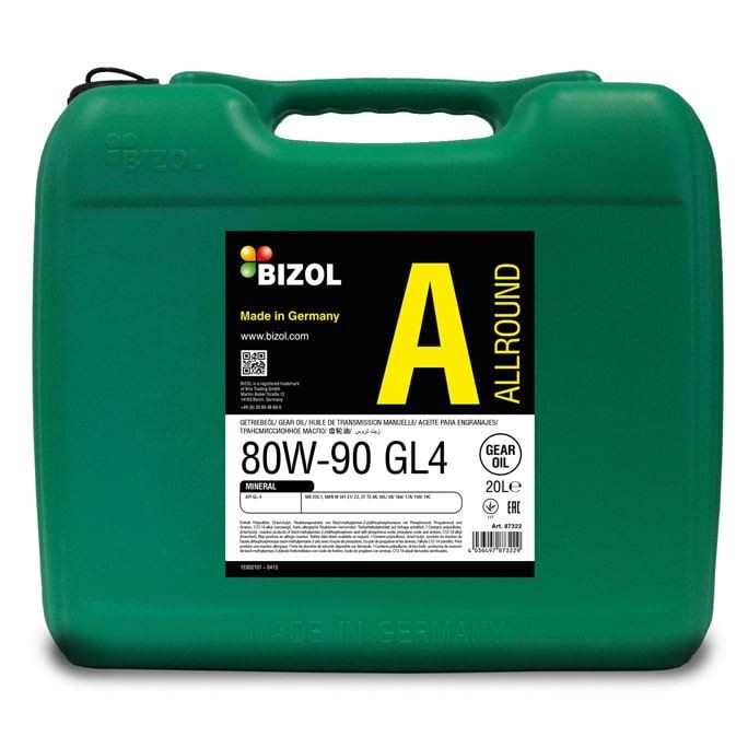 BIZOL Allround Gear Oil 80W-90, Mineral Oil, Capacity: 20l MB 235.1, MAN M 341 E1, ZF TE-ML 06L, ZF TE-ML 08, ZF TE-ML 16A, ZF TE-ML 17A, ZF TE-ML 19A, ZF TE-ML 19C Transmission oil 87322 buy