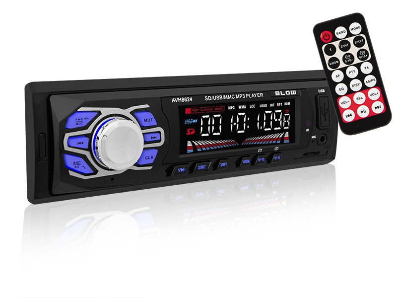 BLOW AVH-8624 1 DIN, LCD, 12V, MP3, kauko-ohjaimella, Asennustyökaluilla Teho: 4x50W Autoradio 78-269#