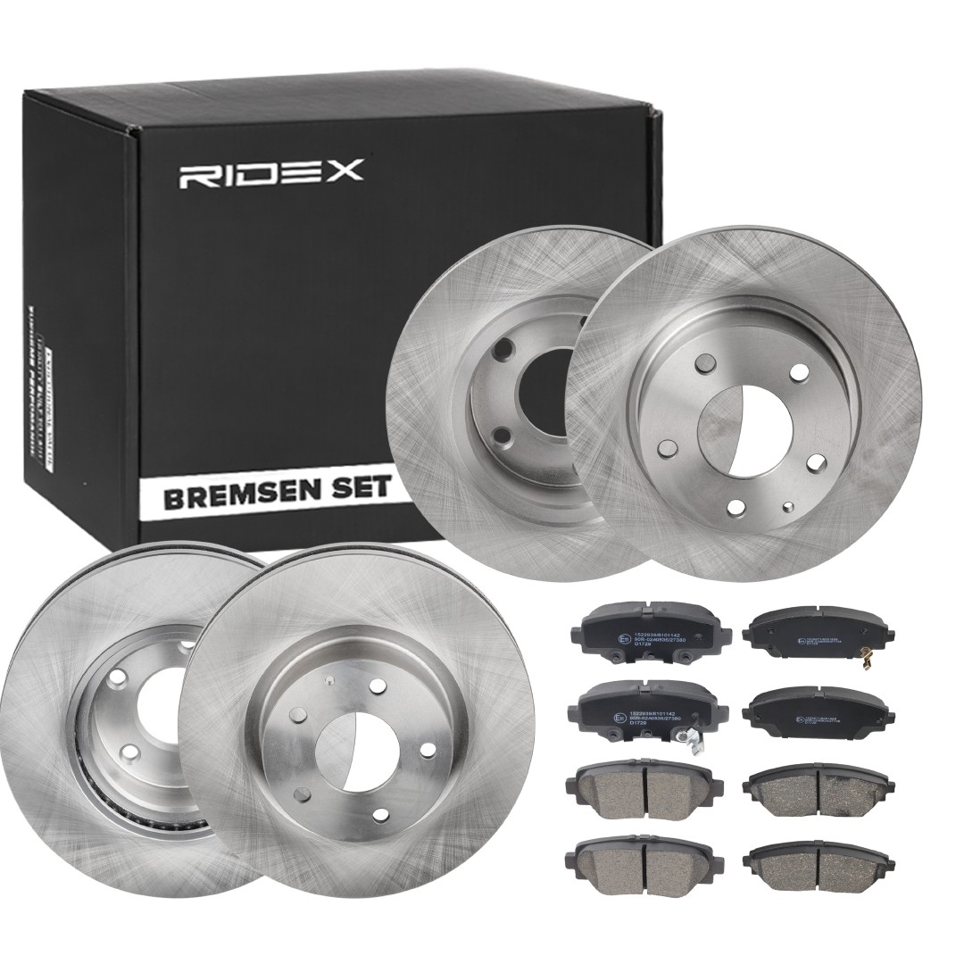 RIDEX 3405B1697 MAZDA Brake disc and pad sets in original quality