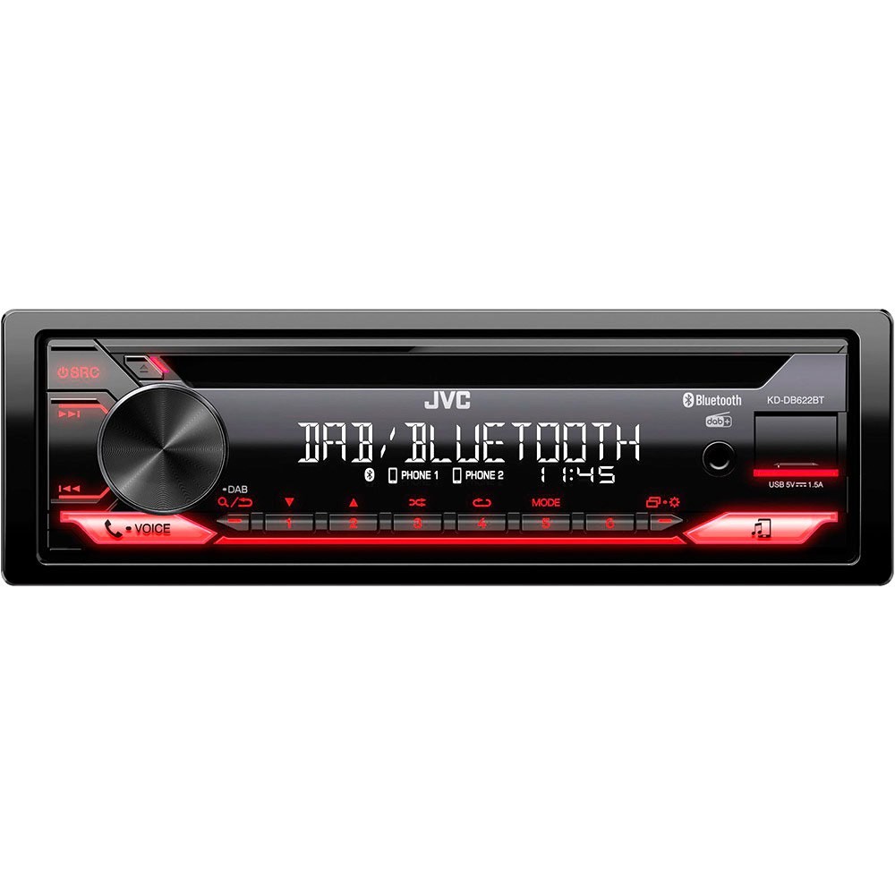 KD-DB622BT JVC 1 DIN, Made for Android, Made for iPod/iPhone, 12V, CD, FLAC, MP3, WAV, WMA Potência: 4x50W Auto rádio KD-DB622BT comprar económica