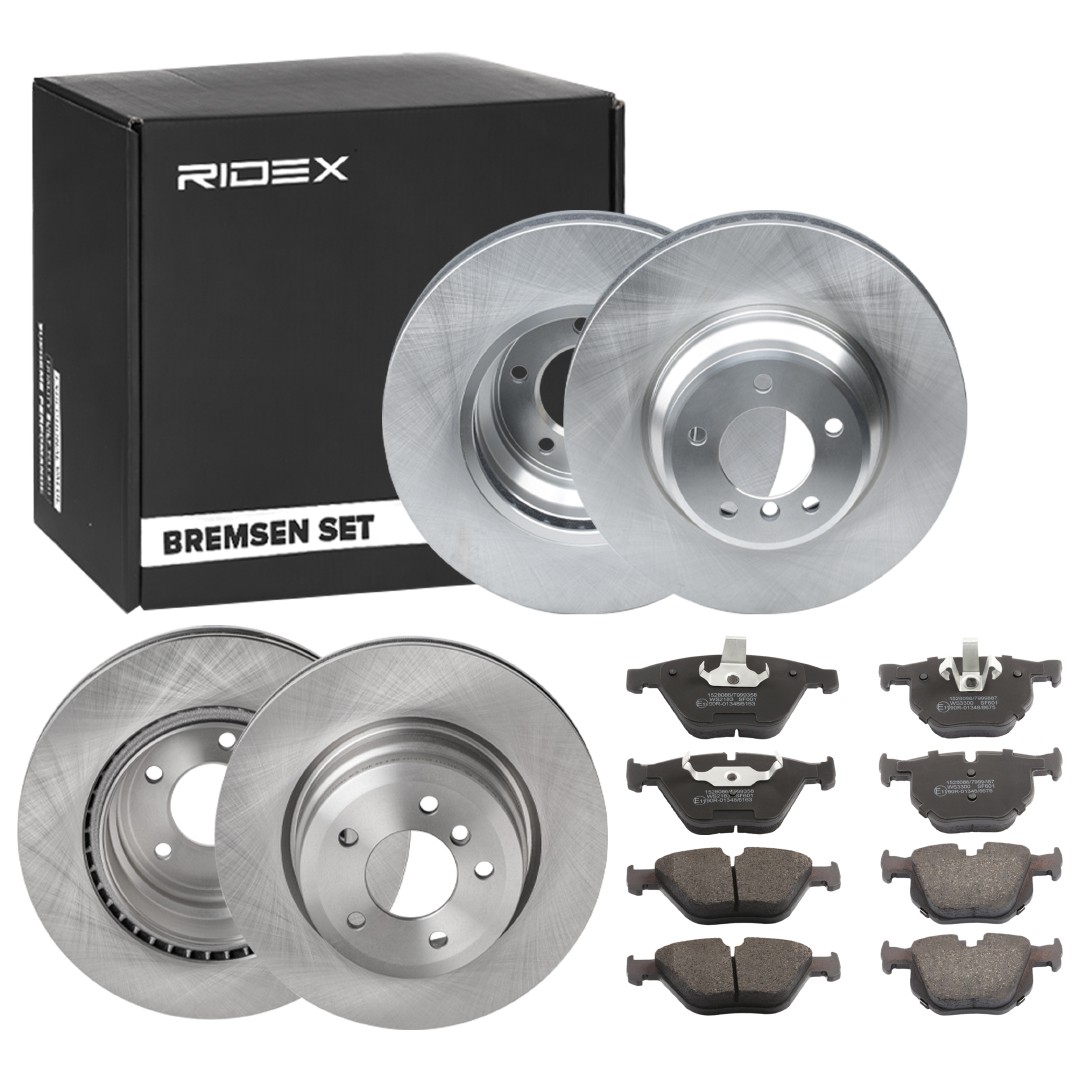 RIDEX 3405B1749 Brake discs and pads set BMW E90 330xi 3.0 258 hp Petrol 2006 price