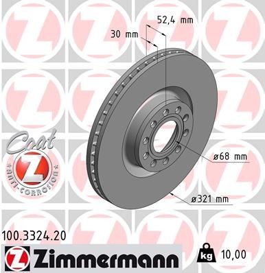 ZIMMERMANN COAT Z 100.3324.20 Brake disc 321x30mm, 10/5, 5x112, internally vented, Coated, High-carbon