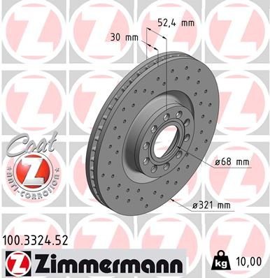 ZIMMERMANN SPORT COAT Z 100.3324.52 Brake disc 4B3.615.301