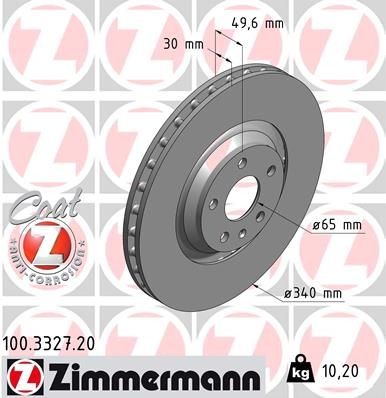 ZIMMERMANN COAT Z 100.3327.20 Brake disc 8J0615301G