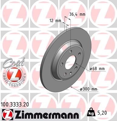 ZIMMERMANN COAT Z 300x12mm, 6/5, 5x112, solid, Coated Ø: 300mm, Rim: 5-Hole, Brake Disc Thickness: 12mm Brake rotor 100.3333.20 buy